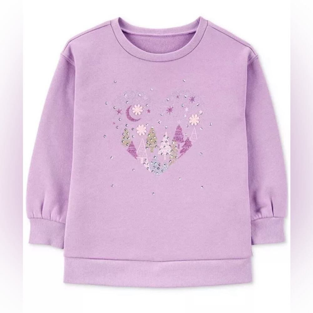 Carter's Purple Kids Heart fleece Sweatshirt size 5T
